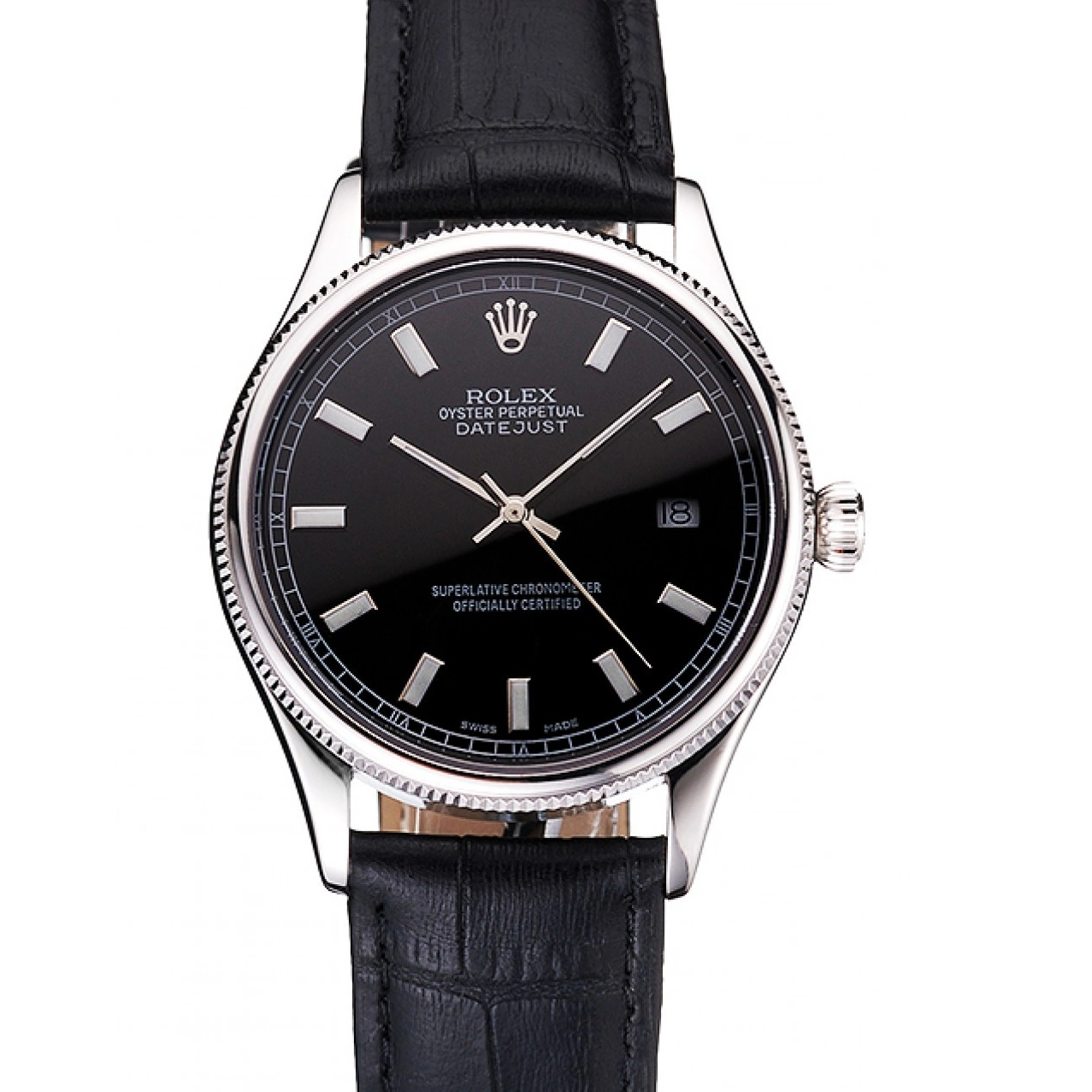 Good copy rolex watches Steel Black Rolex Dial And Swiss Datejust Bracelet Stainless Case 0804
